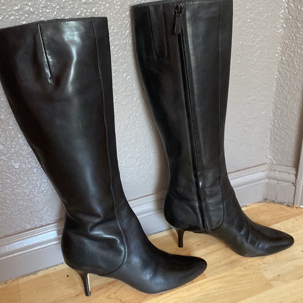 NIB COLE HAAN “CARLYLE”  KNEE LENGTH BLACK LEATHER DRESS BOOTS SIZE 6.5